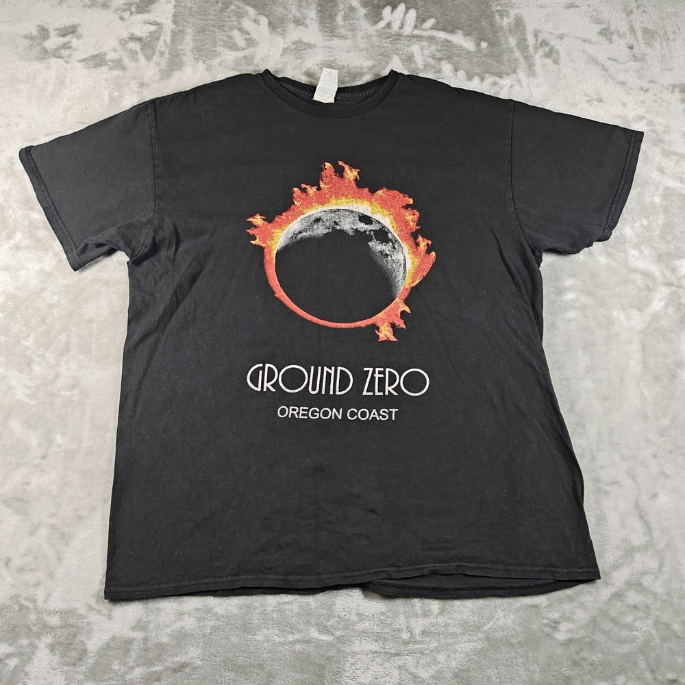 Solar Eclipse 2017 Shirt Mens Large Black Tour Ground Zero Oregon Coast Totality
